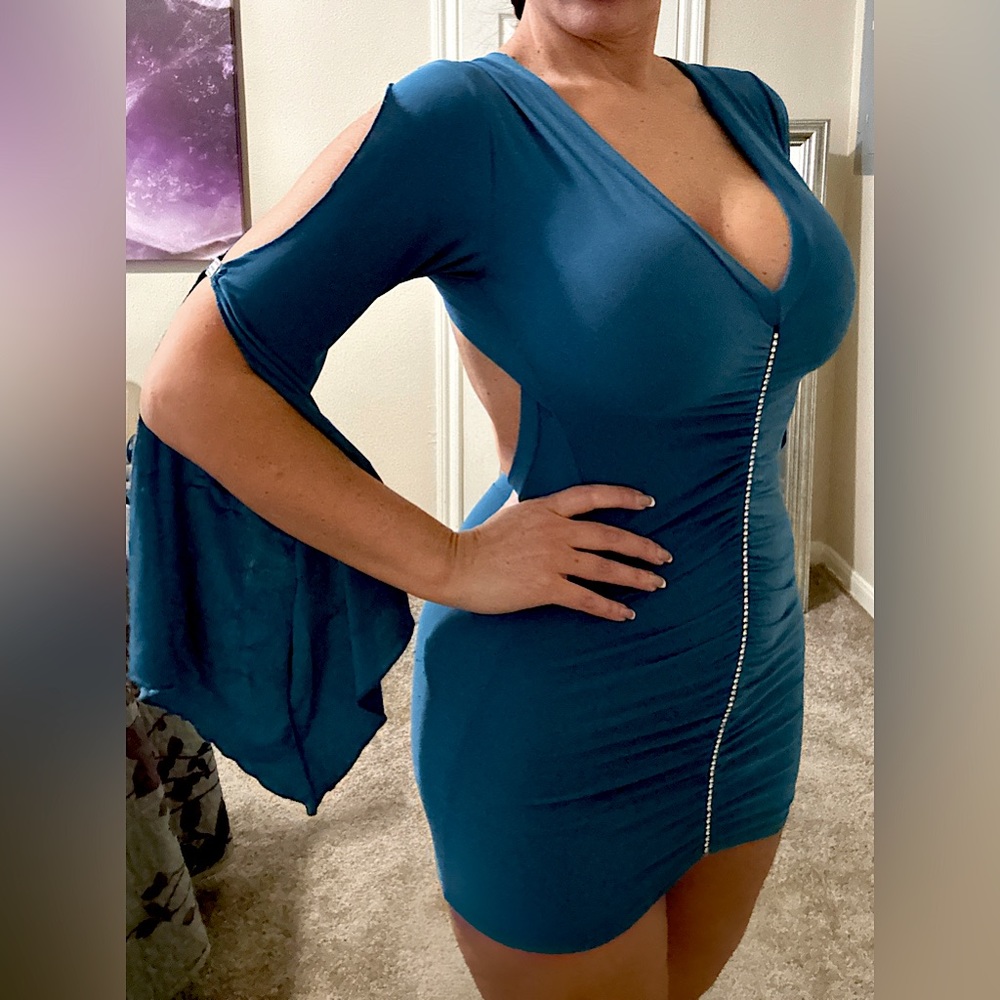 Stunning cut-out cocktail dress with real Swarovski crystals! Size S.